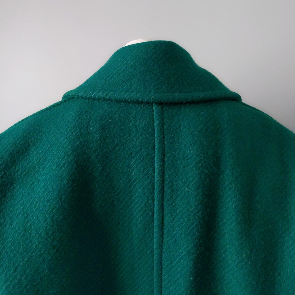 Rare! Vintage Italy Archival Emerald Green Textured Wool Oversized Coat S - Picture 8 of 9